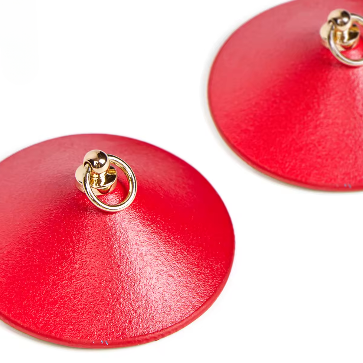 Red Leather Pasties with Gold Ring
