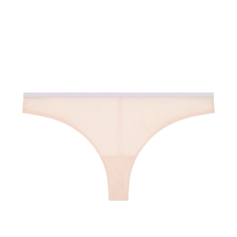 Rosalie Sheer Mesh Tanga Petal Powder
