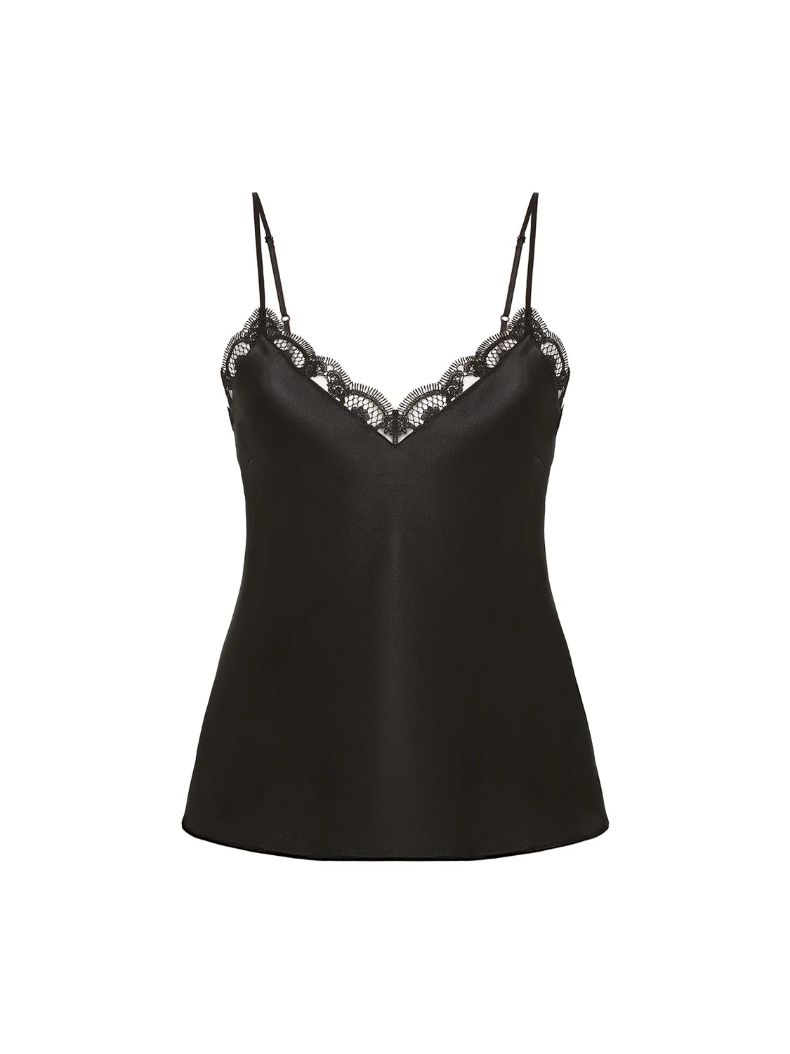 Love Me Silk Embroidery Top Black