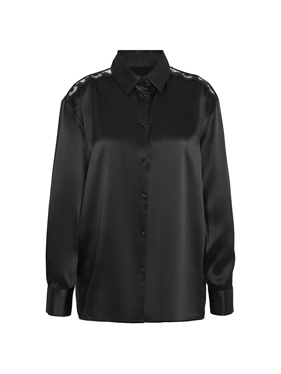 Love Me Silk Long Sleeve Shirt Black