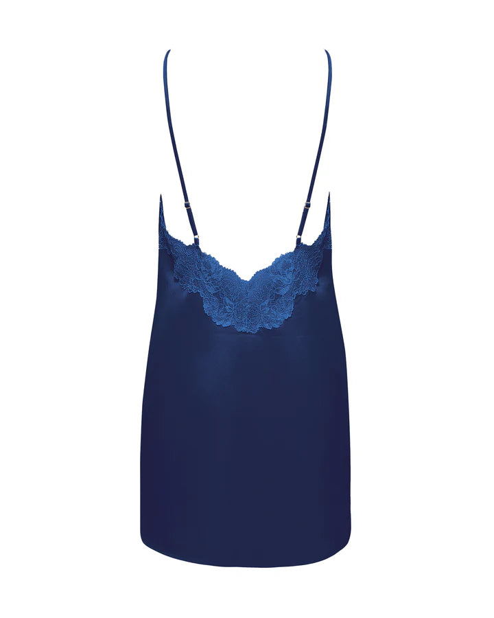 Isabella Navy Luxury Satin Short Chemise