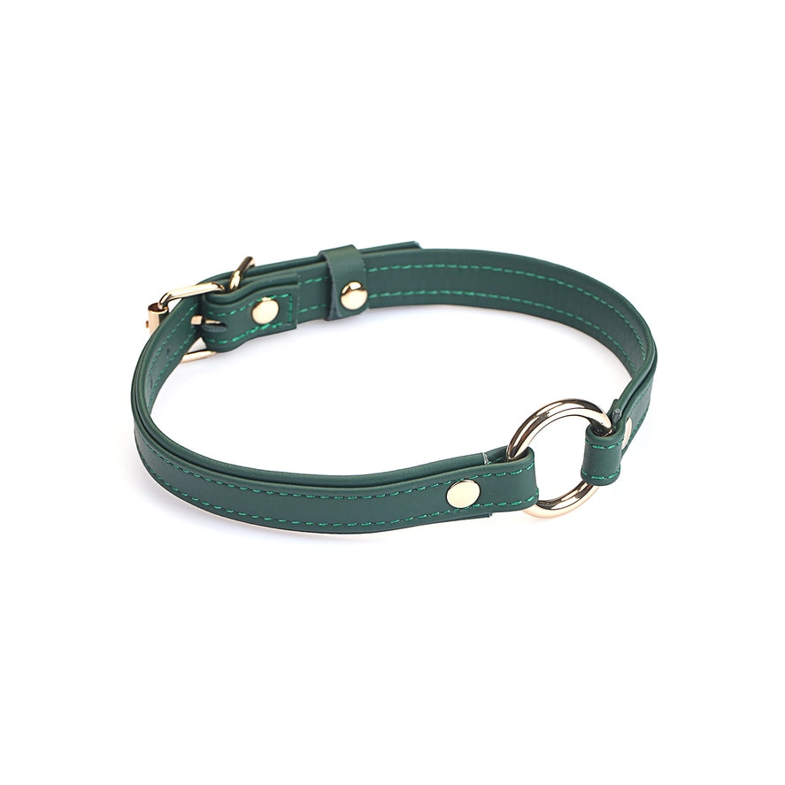 Heron Leather Mini O Ring Collar - Gold Hardware Evergreen
