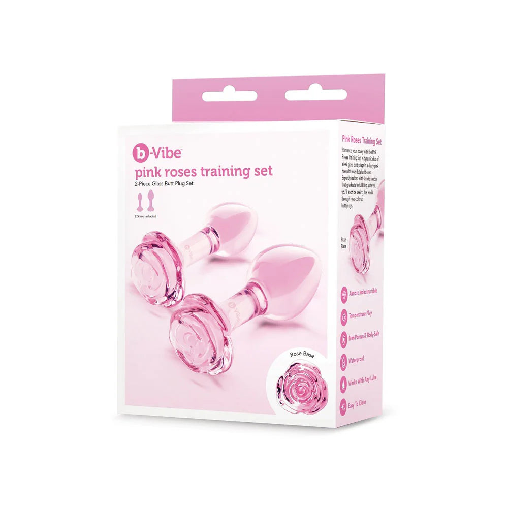 Pink Roses Glass Plug Set
