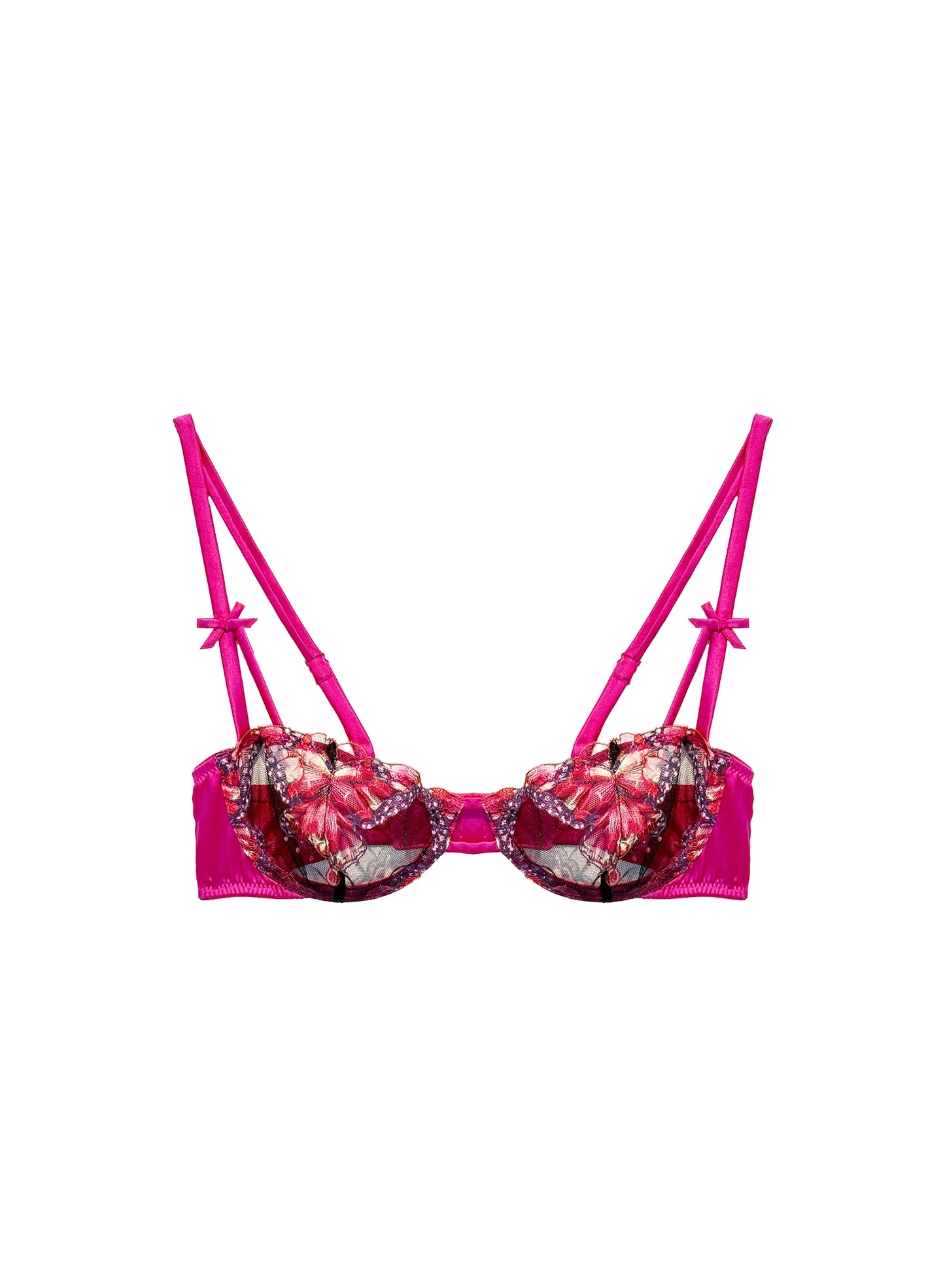 Fleur du Mal Pink Butterfly Embroidery Balconette