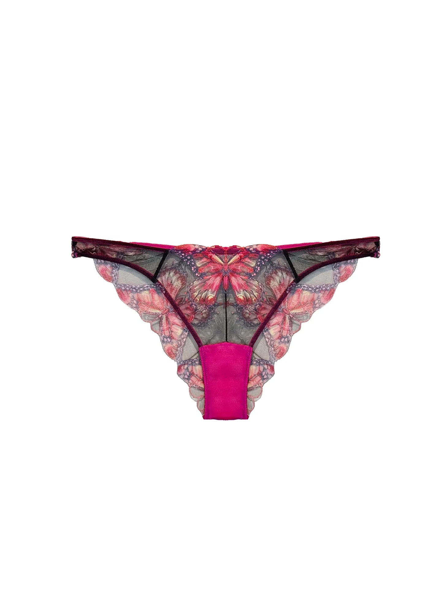 Fleur du Mal Pink Butterfly Embroidery Cheeky Brief