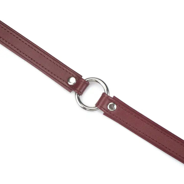 Heron Leather Mini O Ring Collar - Silver Hardware Burgundy
