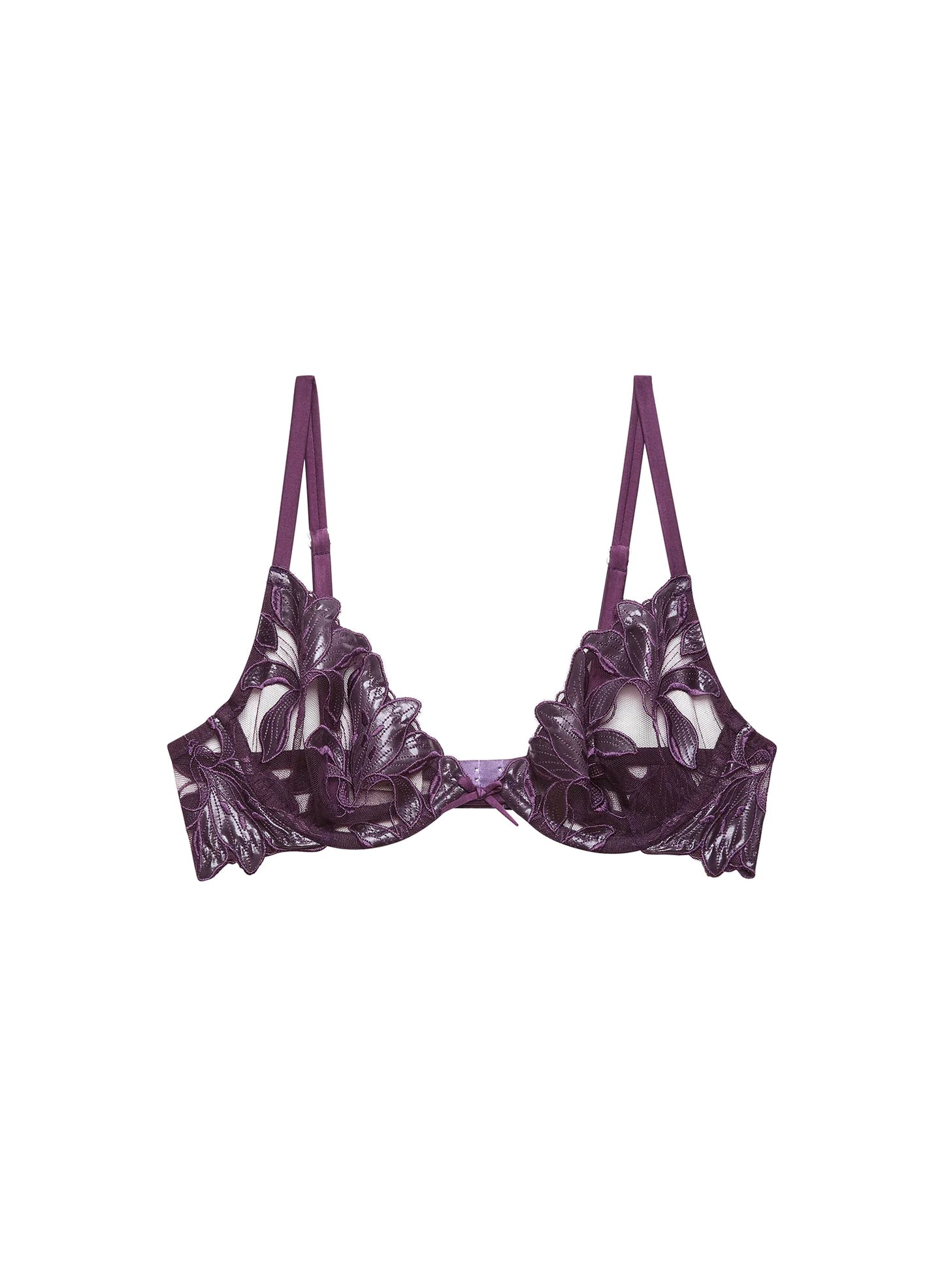 Fleur du Mal Foil Lily Embroidery Demi Bra