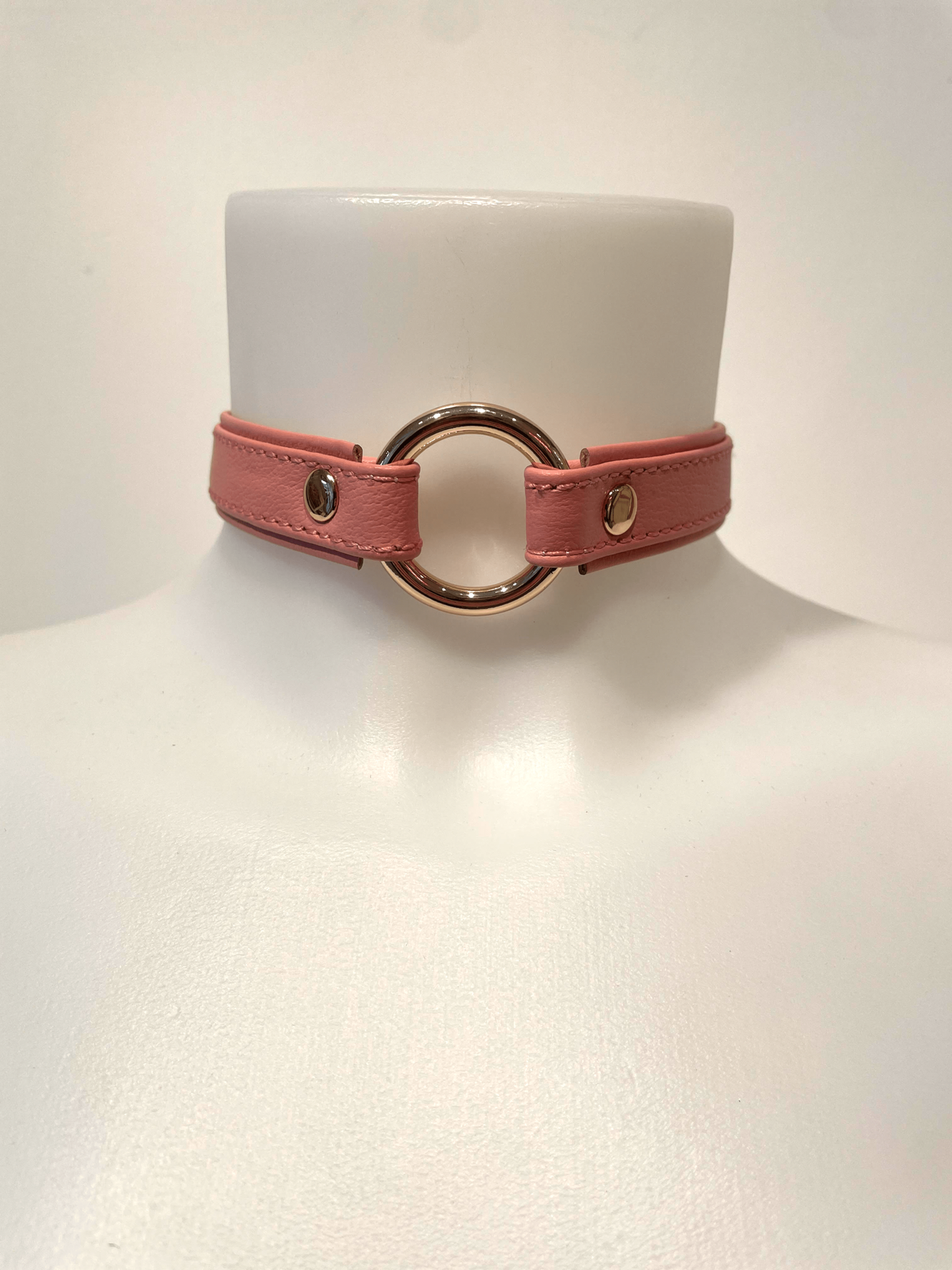 Heron Leather Mini O Ring Collar - Gold Hardware