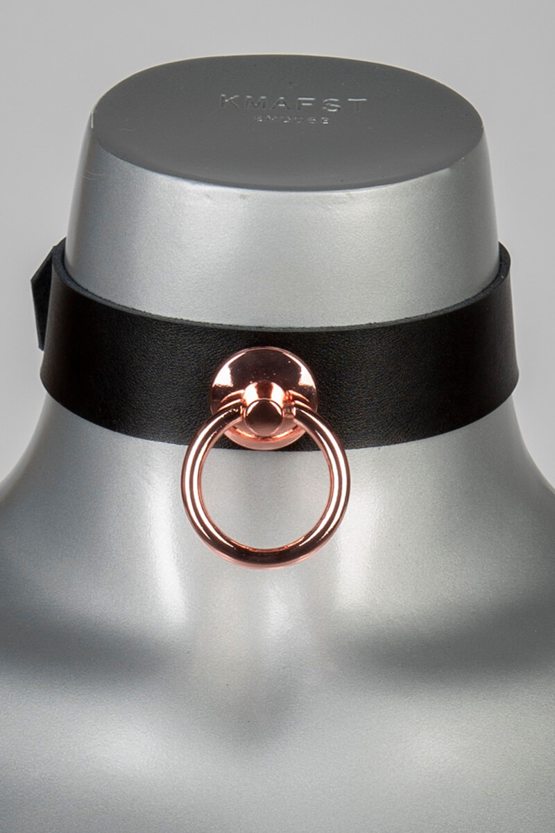 Leather O-Ring Collar Rose Gold