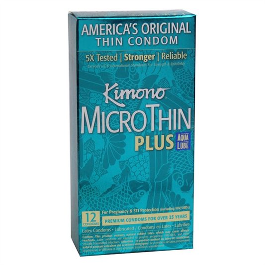 Kimono MicroThin Condoms Plus Aqua Lube 12 Pack