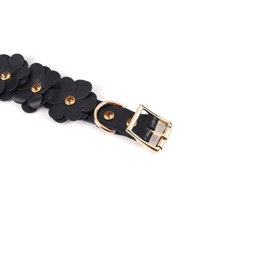 Night Blossom Leather Hand Cuffs