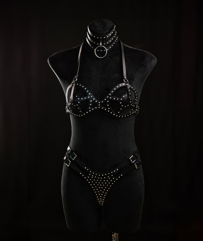 Diamant Vegan Leather Collar with Leash