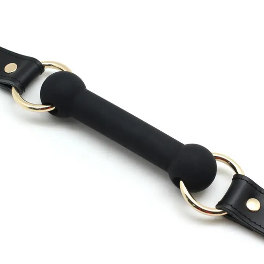 Dusk Leather & Silicone Bite Gag Gold Hardware