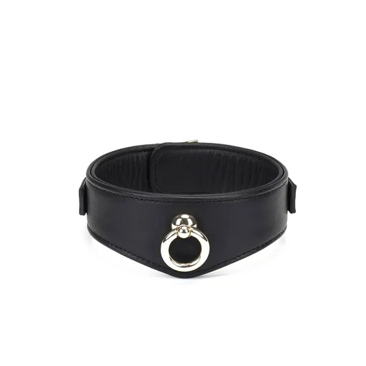 Dark Secret Curved Leather Collar With Lock