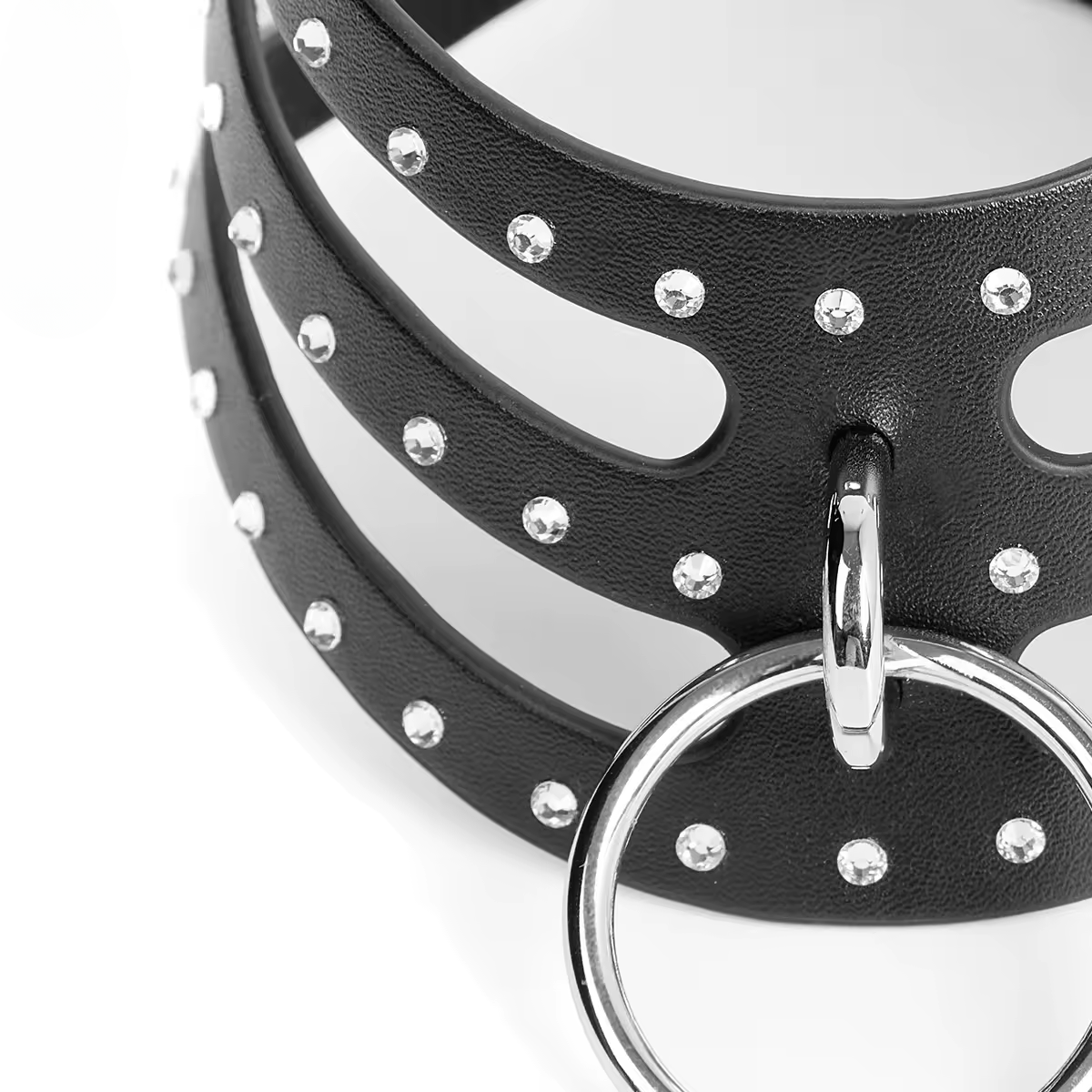 Diamant Vegan Leather Collar with Leash