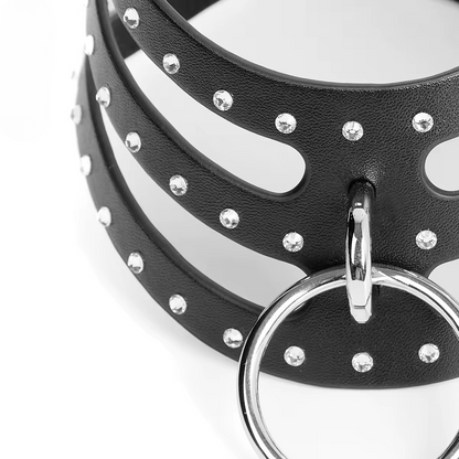 Diamant Vegan Leather Collar with Leash