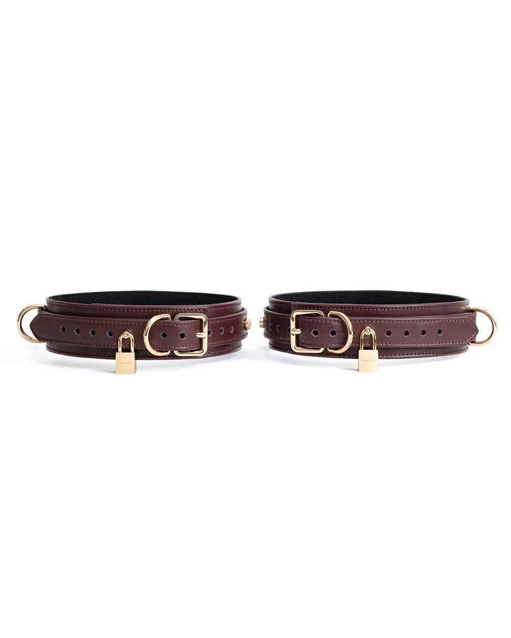 Estrid Thigh Cuffs Burgundy with Gold Lock