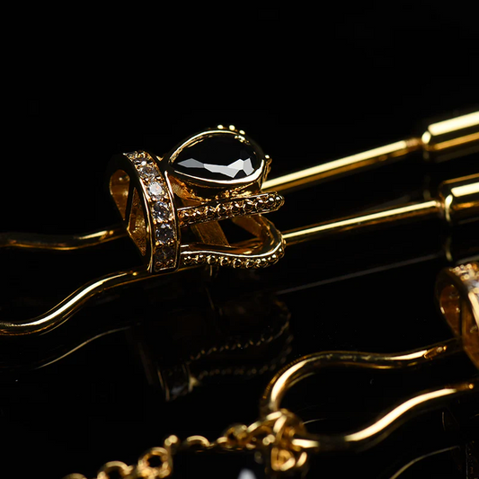 Crown and Dangling Side Decorations Chain Nipple Clamps