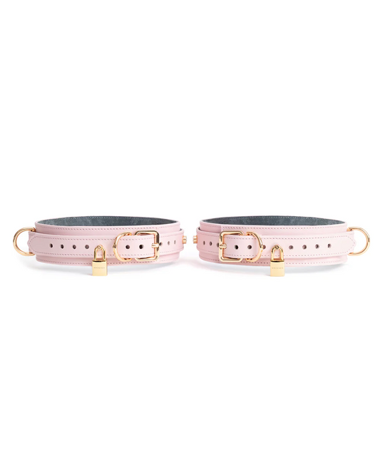 Estrid Thigh Cuffs Pink with Gold Lock