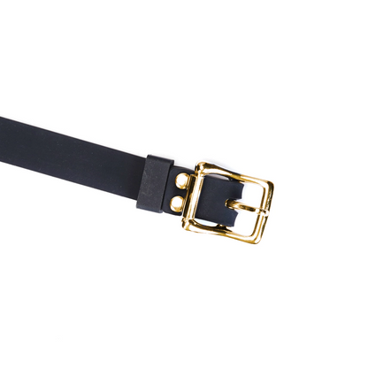 Leather and Silicone O Ring Gag - Gold Hardware