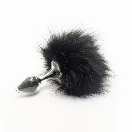 Black Magnetic Sparkle Bunny Tail