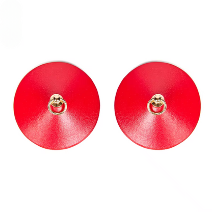 Red Leather Pasties with Gold Ring