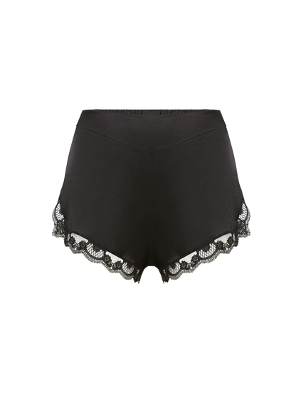 Love Me Silk Embroidery Short Black