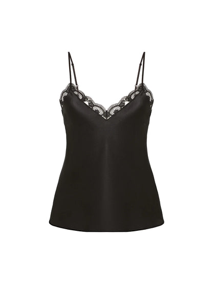 Love Me Silk Embroidery Top Black