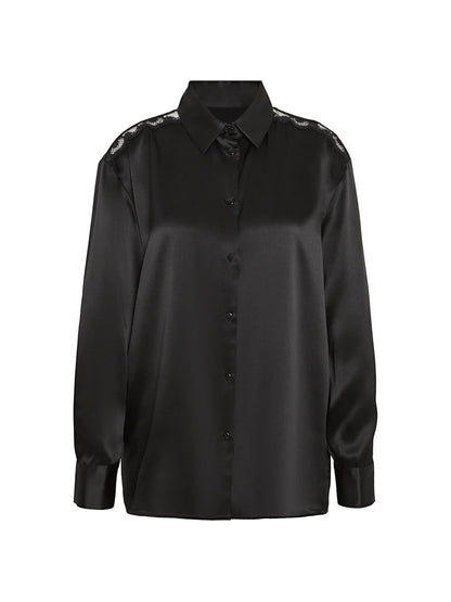 Love Me Silk Long Sleeve Shirt Black