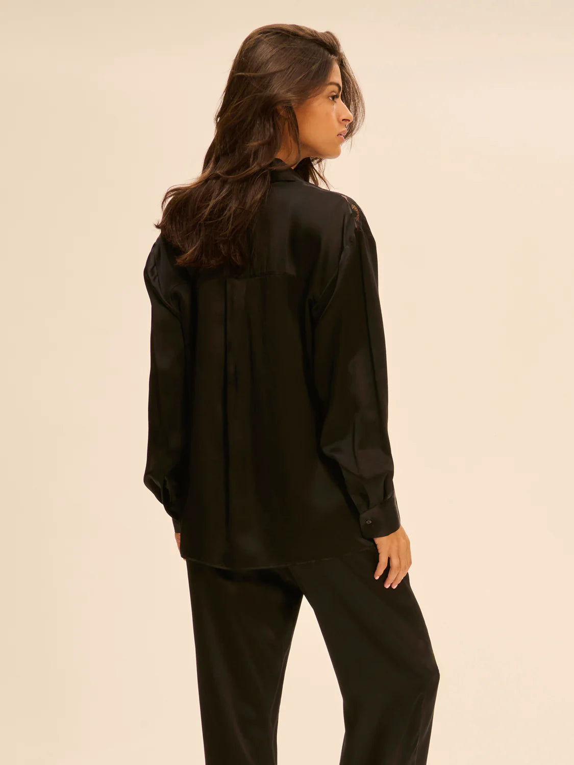 Love Me Silk Long Sleeve Shirt Black