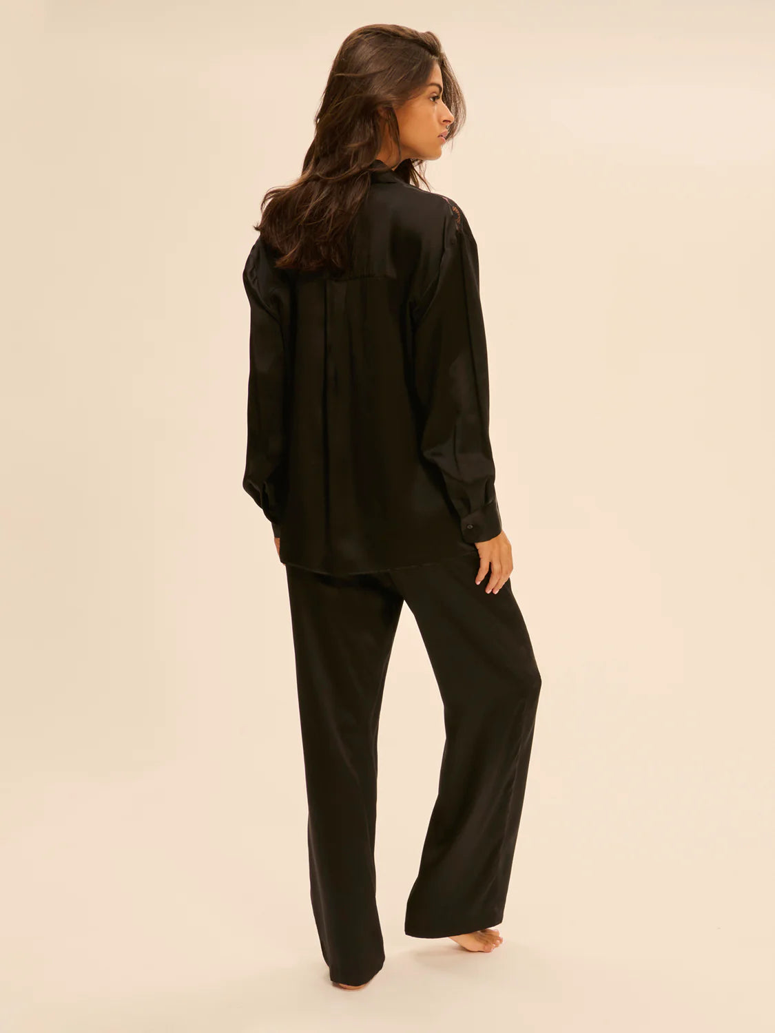 Love Me Silk Long Sleeve Shirt Black