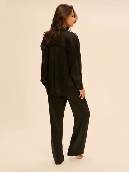 Love Me Silk Long Sleeve Shirt Black