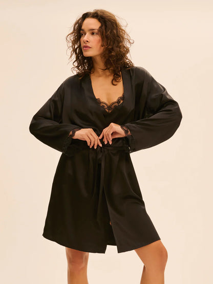 Love Me Silk Kimono Black