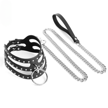 Diamant Vegan Leather Collar with Leash