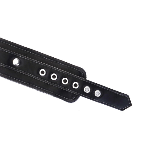 Plush Black Metallic Vegan Hand Cuffs