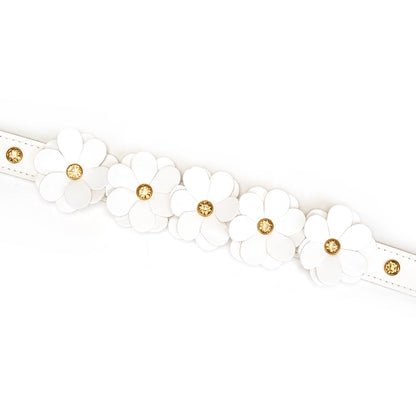 Snow Blossom Leather Collar and Leash