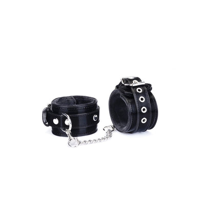 Plush Velour Metallic Black Hand Cuffs