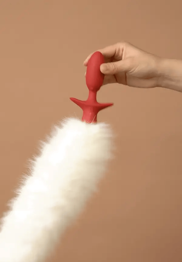 White Remote-control Swinging & Vibrating Faux Fur Tail Plug