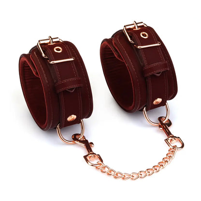 Plush Velour Metallic Burgundy Ankle Cuffs