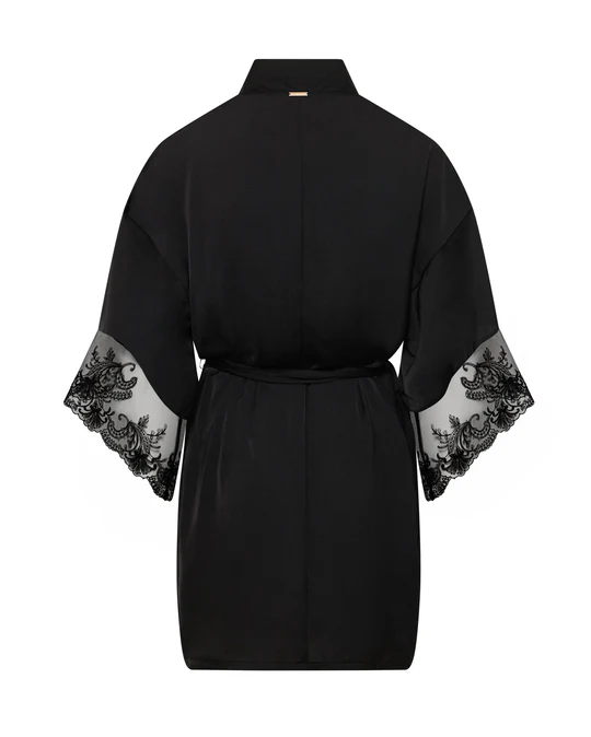 Marseille Luxury Satin Kimono Black
