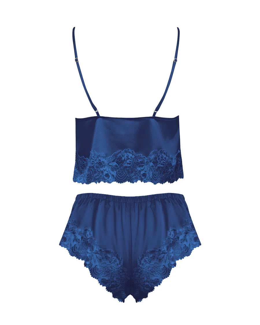 Isabella Navy Luxury Satin Cami and Short Set