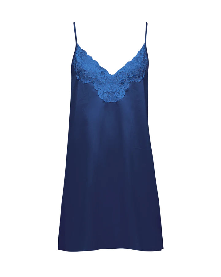 Isabella Navy Luxury Satin Short Chemise