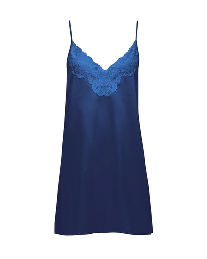 Isabella Navy Luxury Satin Short Chemise