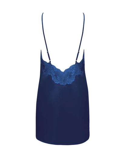 Isabella Navy Luxury Satin Short Chemise