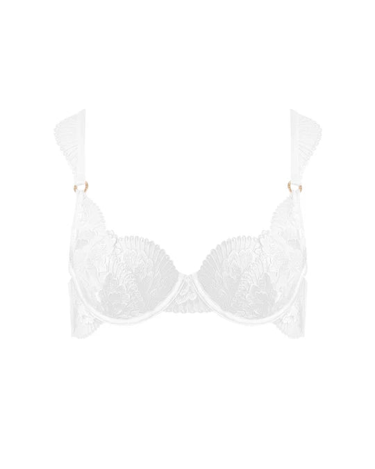 Gabriella Floral Embroidered Bra White