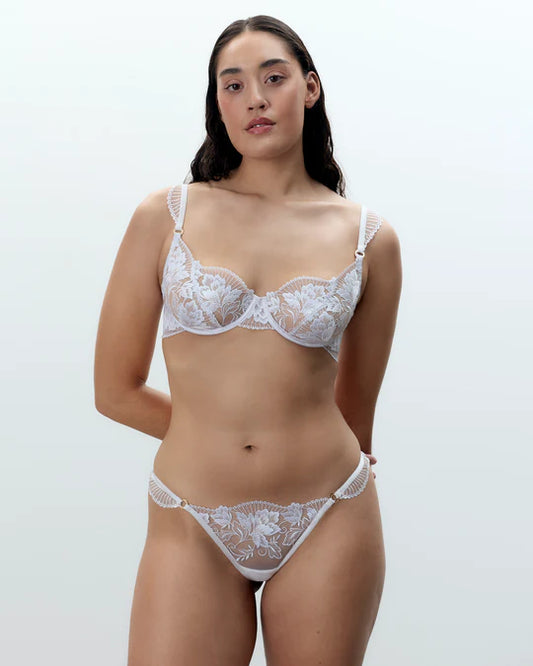 Gabriella Floral Embroided Brief White