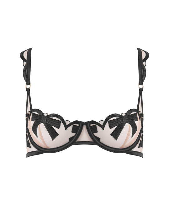 Belle Sheer Bow Bra Black