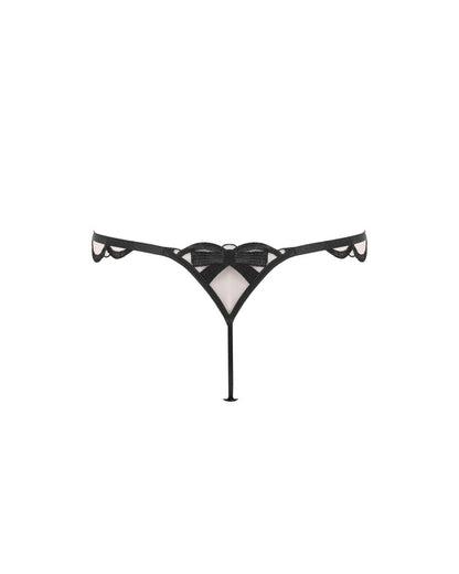 Belle Sheer Bow Thong Black