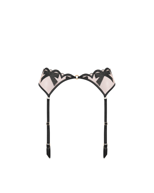 Belle Sheer Bow Suspender Black