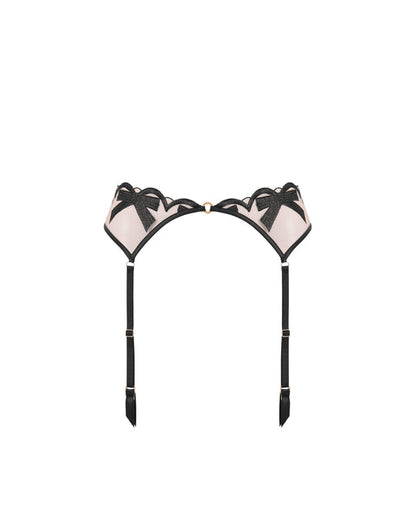 Belle Sheer Bow Suspender Black
